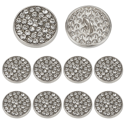 20шт. шт. пуговицы из сплава, плоско-круглые, со стразами, 1-луночное