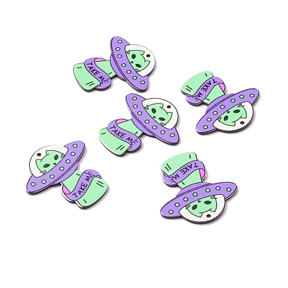 Opaque Acrylic Pendants, UFO with Cat