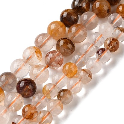 Натуральный желтый гематоидный кварц/золотые целебные кварцевые бусины нити, круглые