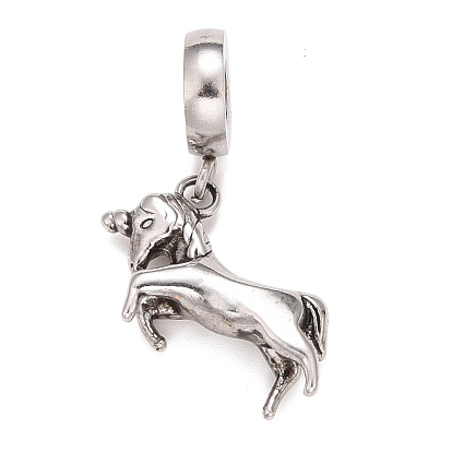 304 Stainless Steel European Dangle Charms, Large Hole Pendants, Horse