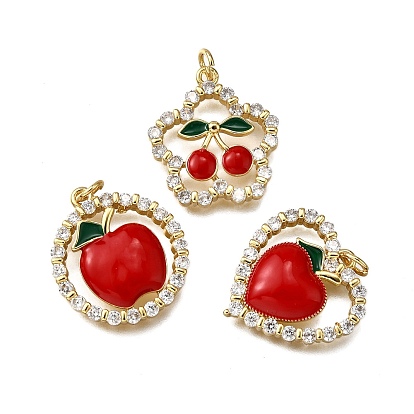 Латунь эмаль подвески, с микро проложить четкого кубического циркония, стойки покрытие, долговечный, без свинца и без кадмия, реальный 18 k позолоченный, с целью перехода в кольце