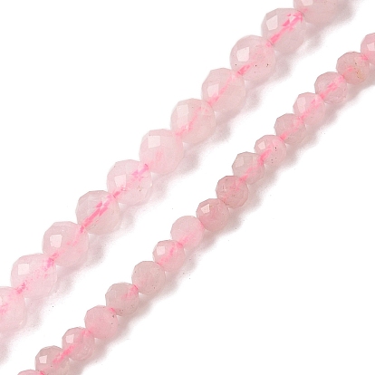 Природного розового кварца нитей бисера, круглые, граненые