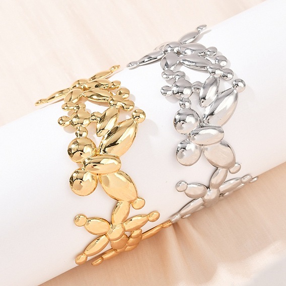 304 женские браслеты-манжеты из нержавеющей стали, бабочки и цветы, ионное покрытие (ip)