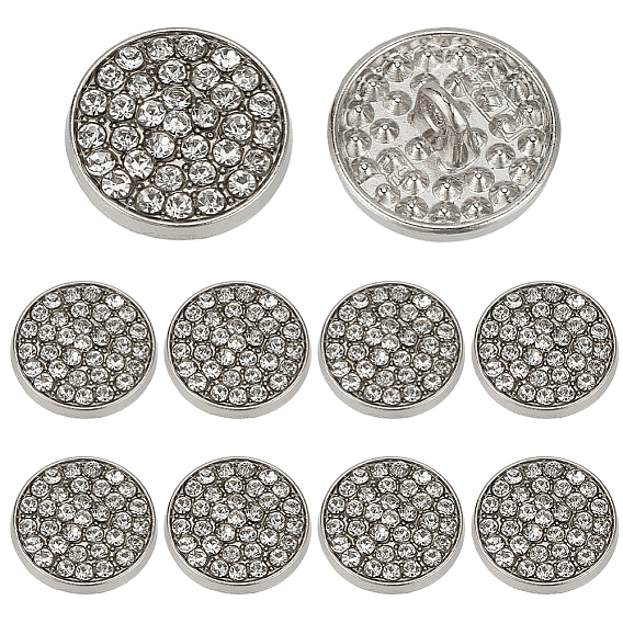 20шт. шт. пуговицы из сплава, плоско-круглые, со стразами, 1-луночное