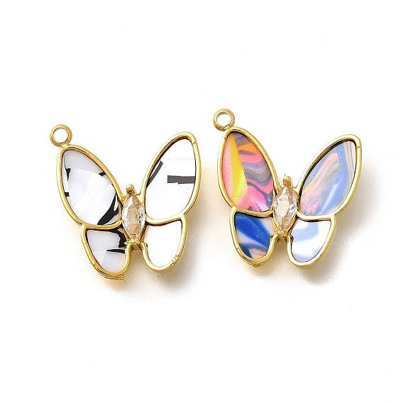 304 нержавеющая сталь с фианитом и подвесками из ракушек, бабочка