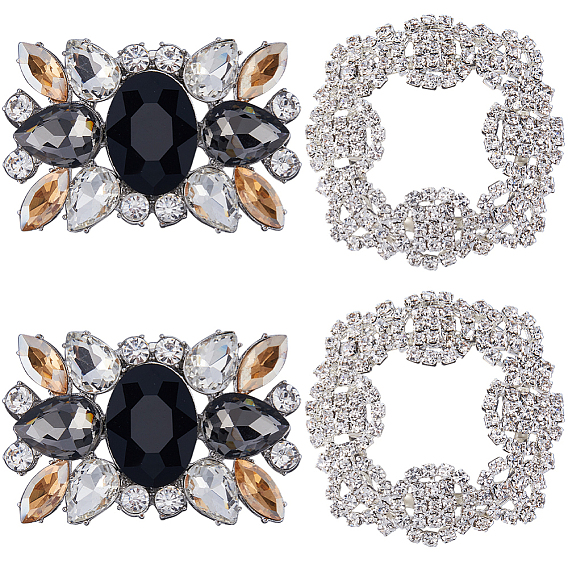 4 шт. 2 стильные зажимы для обуви со стразами из сплава, съемное украшение для обуви