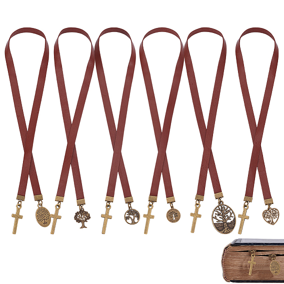 4шт. закладка из коровьей кожи, Сплав с подвесками