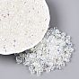 FGB Transparent Colours Glass Seed Beads, Rainbow Plated, Round Hole, Barrel