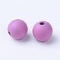 Spray Painted Acrylic Beads, Rubberized Style, Round