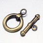 Brushed Antique Bronze Brass Toggle Clasps, Ring, Nickel Free