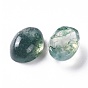 Natural Moss Agate Cabochons, Flat Back, Oval