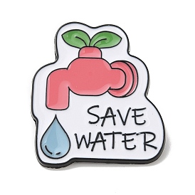 Save Water Enamel Pins, Black Alloy Brooch for Backpack Clothes