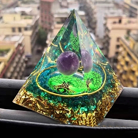 Resin Orgonite Pyramid, for Stress Reduce Healing Meditation Attract Wealth Lucky Room Decor