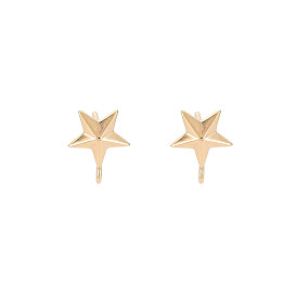Brass Stud Earring Findings, Nickel Free, Pentagram