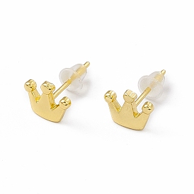 Brass Crown Stud Earrings for Women