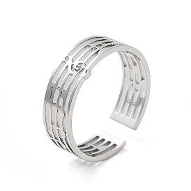 304 Stainless Steel Cuff Adjustable Ring, Staff