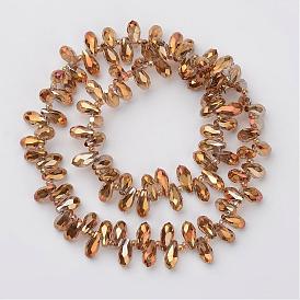 Electroplate Glass Beads Strands, Top Drilled Beads, Faceted Teardrop