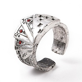 Открытое кольцо-манжета со стразами, кольцо из сплава в стиле ретро с широкой полосой