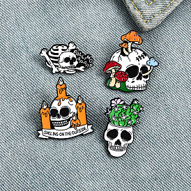 Skull Theme Enamel Pin, Black Tone Alloy Badge for Backpack Clothes