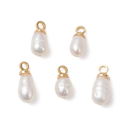 Натуральные культивированные пресноводные жемчужные рисовые подвески, с латунной поручительств, золотые