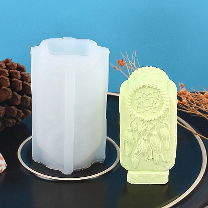Woven Net/Web with Feather Food Grade Silicone Candle Molds, For Candle Making