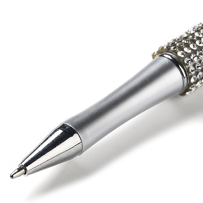 Plastic & Iron Beadable Pens, Ball-Point Pen, with Rhinestone, for DIY Personalized Pen with Jewelry Bead