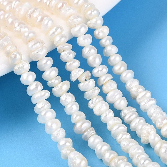 Natural Cultured Freshwater Pearl Beads Strand, Flat Round
