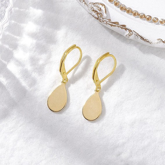 201 Серьга-каплевидная застежка-рычаг из нержавеющей стали, с накладками из латуни