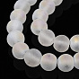 Transparent Frosted Glass Bead Strands, AB Color Plated, Round