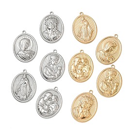 Pendentifs en acier inoxydable religion 201, charmes ovales