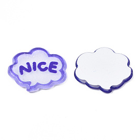 Transparent Printed Acrylic Cabochons, with Glitter Powder, Nice