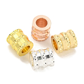 Brass European Beads, Large Hole Beads, Long-Lasting Plated, Lead Free & Cadmium Free, Grooved Beads, Column