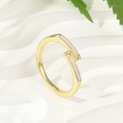 Латунные микро проложить манжеты кольца кубического циркония, без кадмия, без никеля и без свинца, прямоугольные стеклянные открытые кольца