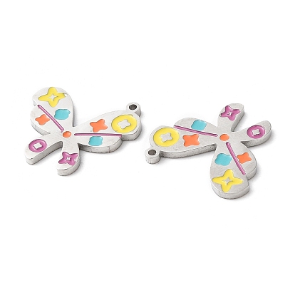 316L Surgical Stainless Steel Pendants, with Enamel, Butterfly Charm