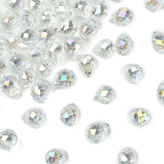 50 шт. Гальванические стеклянные бусины, слеза, с покрытием AB цвета, граненые