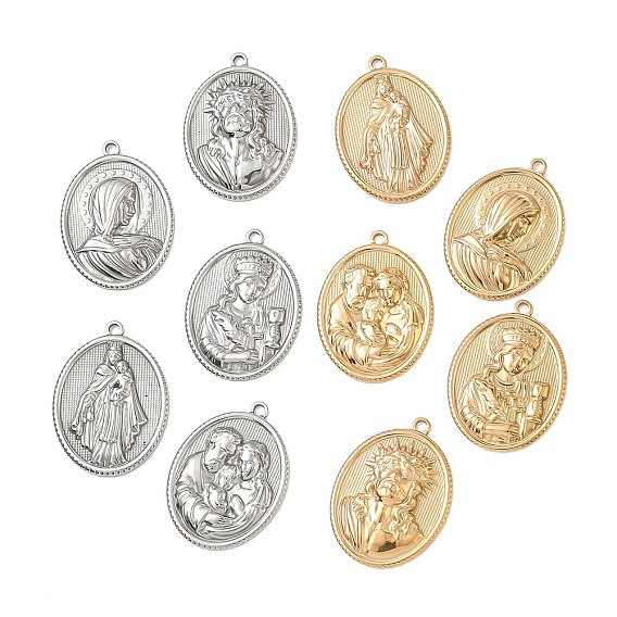 Pendentifs en acier inoxydable religion 201, charmes ovales