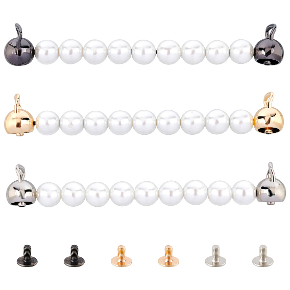 Zinc Alloy Bag Handles, with Imitation Pearl, for Bag Straps Replacement Accessories, with Screws, Cadmium Free & Lead Free