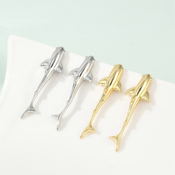 Латунь серьги, рыба