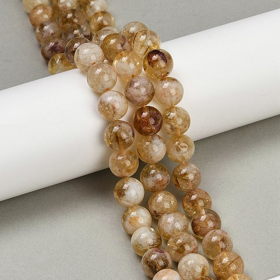 Нагретые нити из натуральных цитриновых бусин, круглые