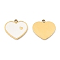 Ion Plating(IP) 316 Surgical Stainless Steel Charm, with Enamel, Real 24K Gold Plated, Heart Charm