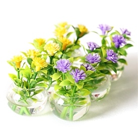 Mini Glass & Plastic Hydroponic Potted Plants, Micro Landscape Dollhouse Accessories, Pretending Prop Decorations