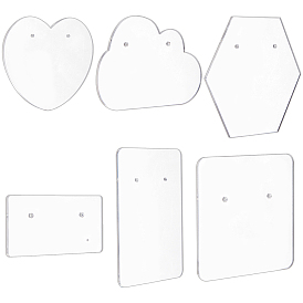 6 Pcs 6 Style Acrylic Earring Displays, Mixed Shapes