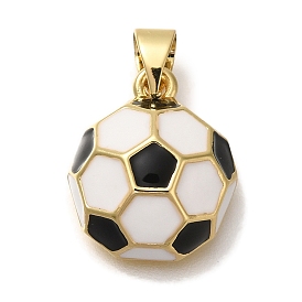 Rack Plating Brass Pendants, with Enamel, Cadmium Free & Lead Free, Long-Lasting Plated, Football Charm