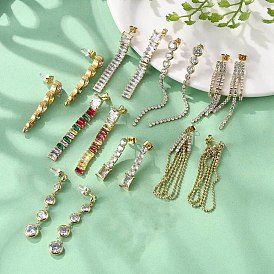 304 серьги-гвоздики с кисточками из нержавеющей стали и кубическим цирконием