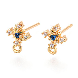 Крест латунный микропаве кубический цирконий серьги-гвоздики фурнитура, долговечный, без никеля 
