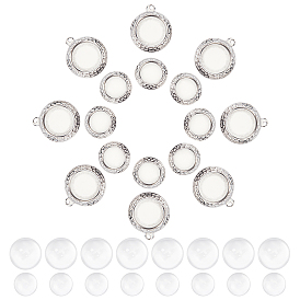 Наборы для изготовления плоских круглых подвесок своими руками, в том числе 304 оправа кабошон из нержавеющей стали, прозрачный полукруглый стеклянные кабошоны