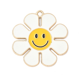 Подвески из эмали и сплава, цветок с улыбающимся лицом