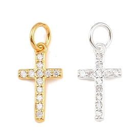925 подвески-крестики из стерлингового серебра с прозрачными кубическими цирконами, с прыжковых колец