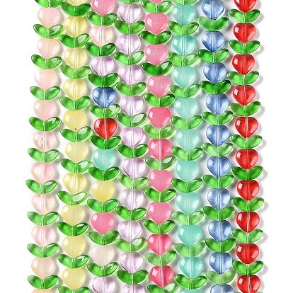 Прозрачные стеклянные бусины, листьев и сердца