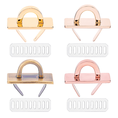 4 Sets 4 Colors Zinc Alloy and Copper Bag Shoes Buckle Clips, with Iron Shim, Cadmium Free & Lead Free